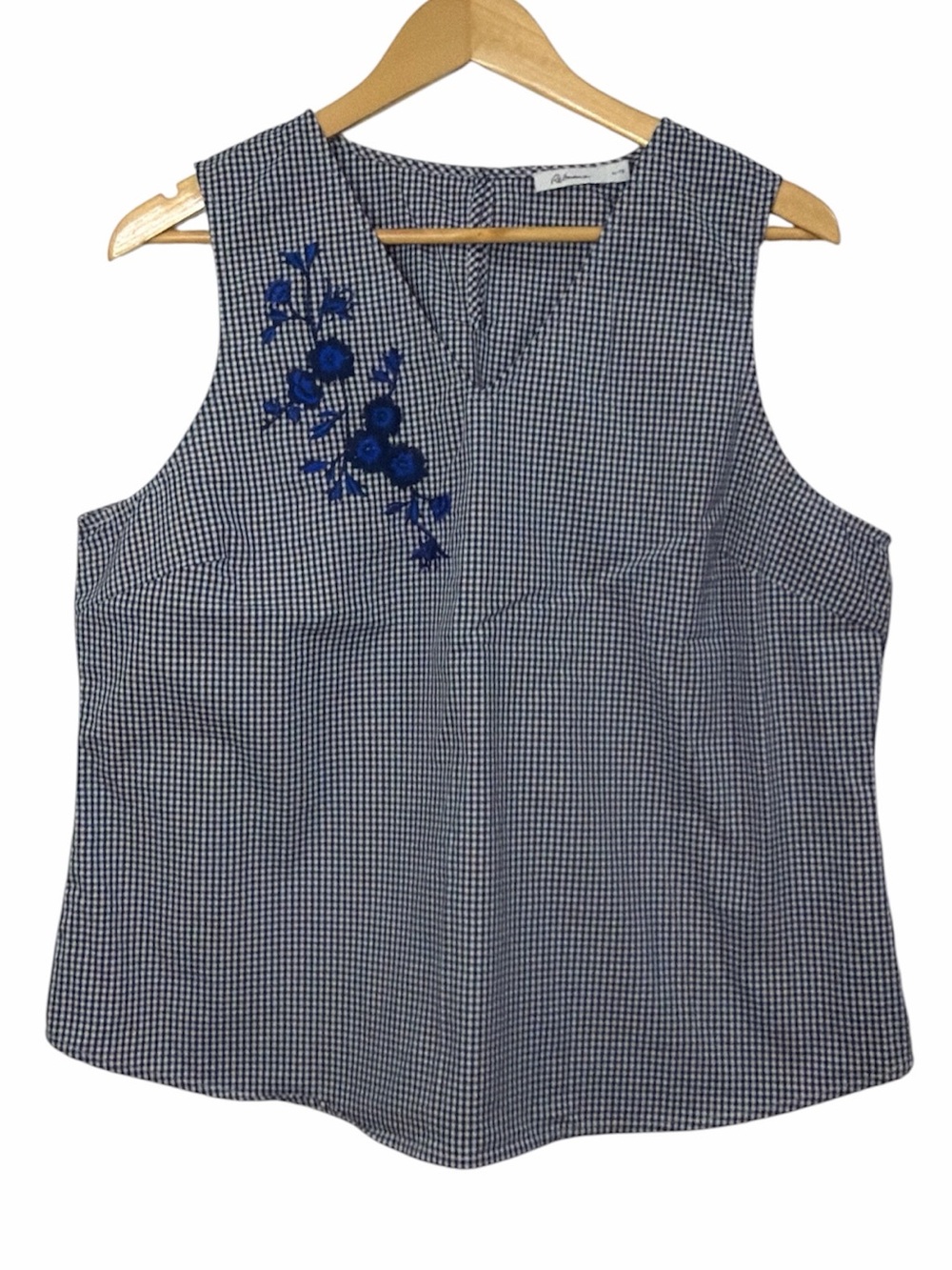 Reitmans Gingham Embroidered Sleeveless Blouse Women’s XL